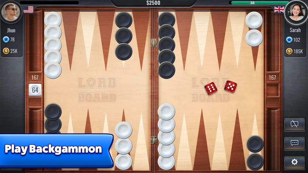 Взломанная Backgammon — Lord of the Board (Бэкгаммон)  [МОД Много денег] — полная версия apk на Андроид screen 1