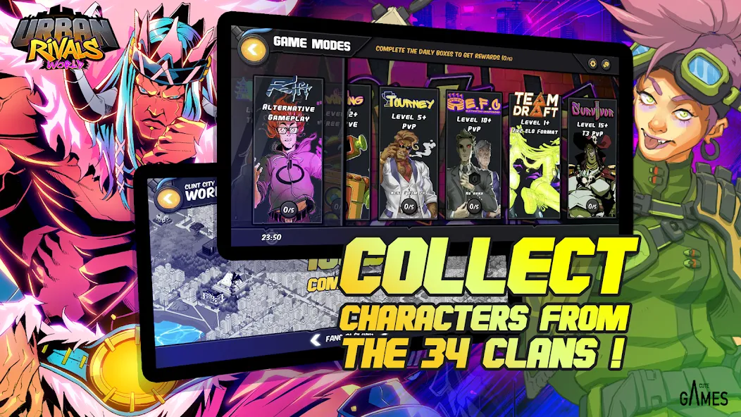 Скачать взломанную Urban Rivals (Урбан Ривалс ВОРЛД)  [МОД Mega Pack] — стабильная версия apk на Андроид screen 3