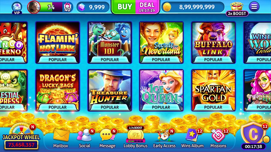 Скачать взлом Jackpot Madness Slots Casino (Джекпотджой Слоты)  [МОД Mega Pack] — полная версия apk на Андроид screen 5