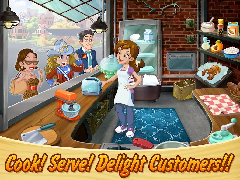 Взломанная Kitchen Scramble: Cooking Game (Китчен Скрэмбл)  [МОД Бесконечные монеты] — полная версия apk на Андроид screen 1