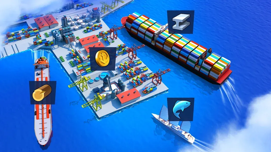 Скачать взломанную Sea Port: Cargo Boat Tycoon (Си Порт)  [МОД Много монет] — стабильная версия apk на Андроид screen 5