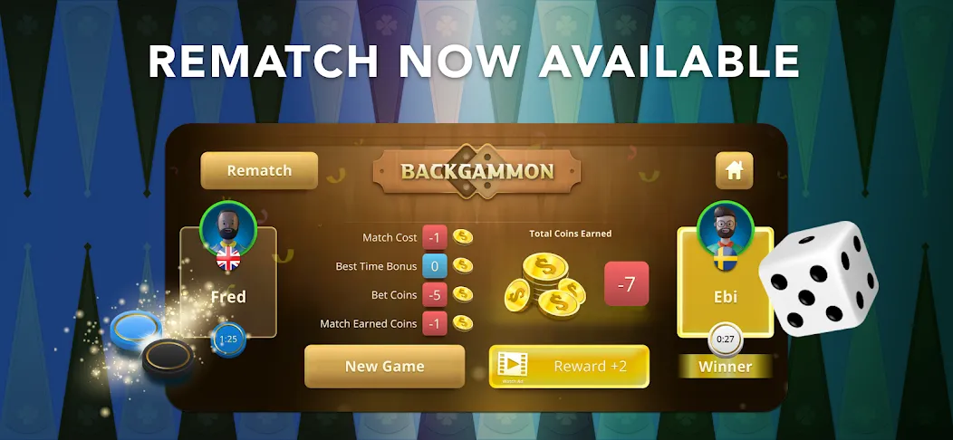 Взломанная Backgammon Classic + Online  [МОД Меню] — стабильная версия apk на Андроид screen 1