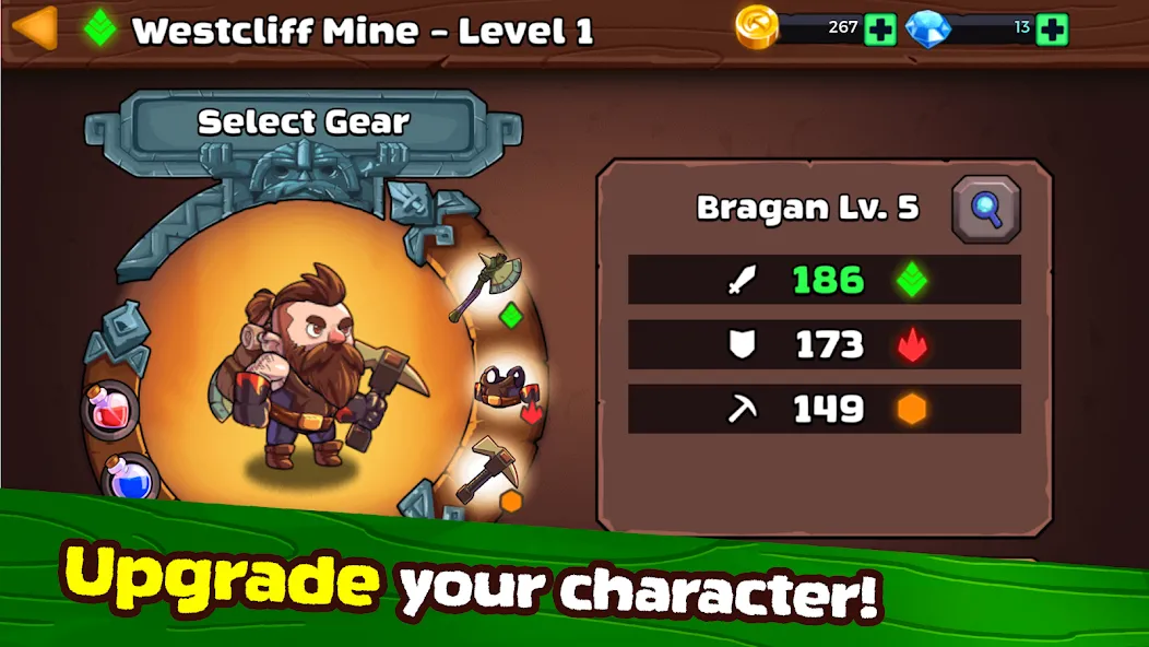 Скачать взломанную Mine Quest 2: RPG Mining Game (Мине Квест 2)  [МОД Много монет] — полная версия apk на Андроид screen 3