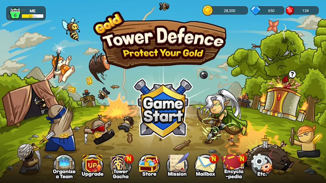 Скачать взломанную Gold tower defence M (Голд тауэр дефенс М)  [МОД Unlocked] — последняя версия apk на Андроид screen 1