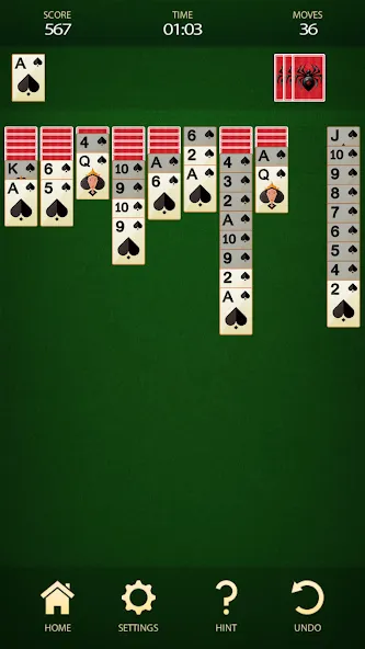 Скачать взлом Spider Solitaire: Card Game (Спайдер Солитер)  [МОД Unlimited Money] — последняя версия apk на Андроид screen 3