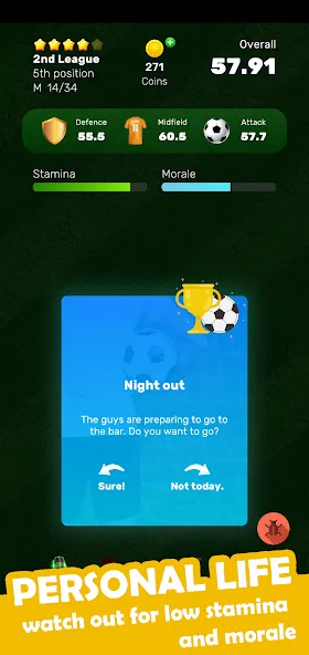 Скачать взломанную Football Career Soccer Legend  [МОД Много денег] — стабильная версия apk на Андроид screen 3