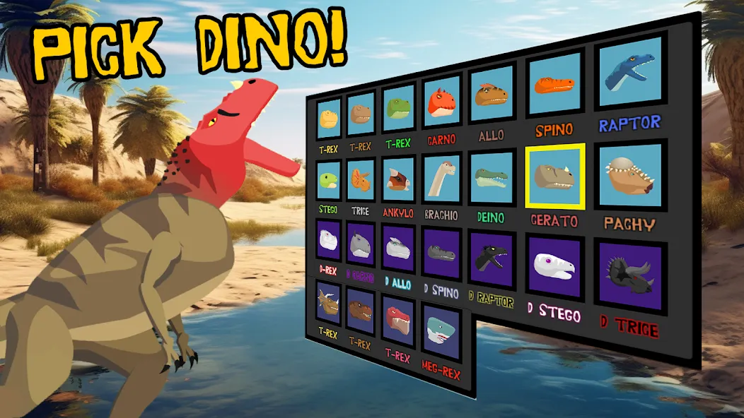 Скачать взломанную T-Rex Fights Dinosaurs  [МОД Unlimited Money] — стабильная версия apk на Андроид screen 2