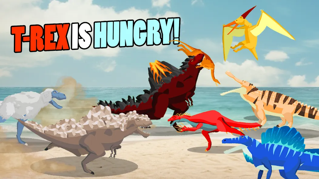 Скачать взломанную T-Rex Fights More Dinosaurs  [МОД Unlocked] — стабильная версия apk на Андроид screen 1