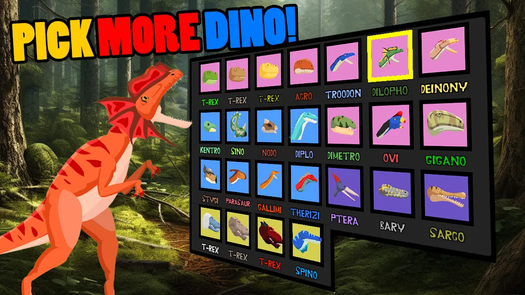 Скачать взломанную T-Rex Fights More Dinosaurs  [МОД Unlocked] — стабильная версия apk на Андроид screen 2