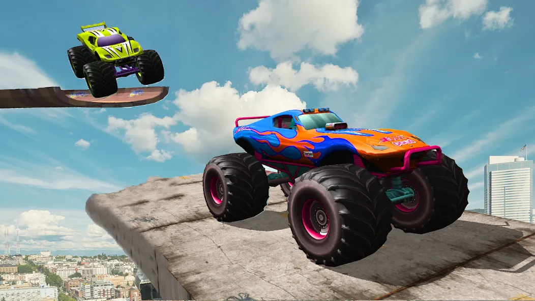 Взломанная Monster Truck Car Game 3d (Монстр Трак Стант)  [МОД Все открыто] — последняя версия apk на Андроид screen 1