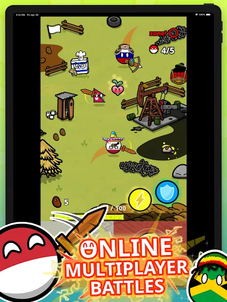 Взломанная Countryball Potato Mayhem (Кантрибол Потето Мейхем)  [МОД Меню] — последняя версия apk на Андроид screen 5