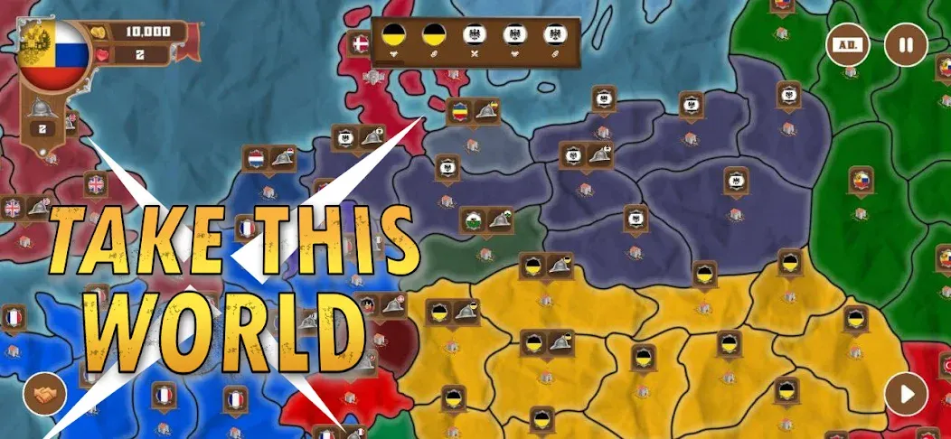 Взломанная World conquest: Europe 1812 (Всемирное завоевание)  [МОД Меню] — полная версия apk на Андроид screen 1