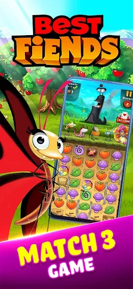 Взломанная Best Fiends — Match 3 Puzzles (Бест Фиендс)  [МОД Все открыто] — последняя версия apk на Андроид screen 1