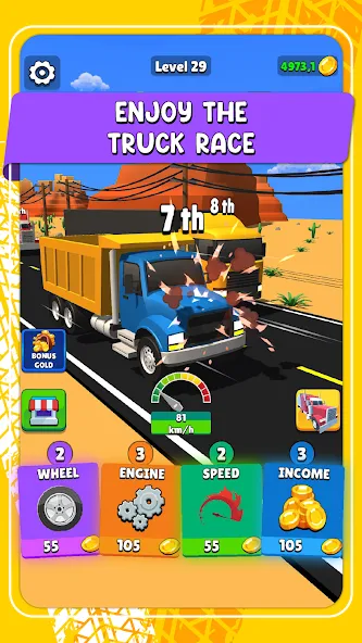 Взлом Idle Truck Racing : Cybertruck (Айдл Трак Рейсинг)  [МОД Все открыто] — стабильная версия apk на Андроид screen 1