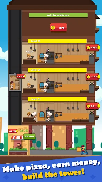 Скачать взлом Pizza Tower: Idle Tycoon (Пицца Тауэр)  [МОД Unlocked] — стабильная версия apk на Андроид screen 2