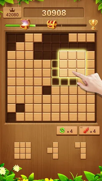 Скачать взлом Wood Block Puzzle Addictive  [МОД Бесконечные деньги] — стабильная версия apk на Андроид screen 2