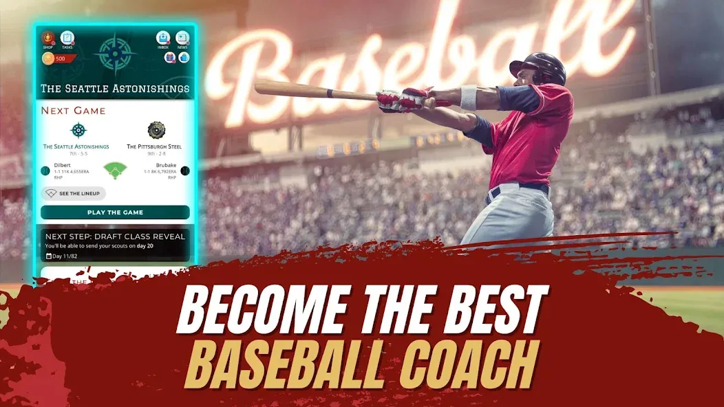 Скачать взлом Astonishing Baseball Manager (Астонишинг Бейсбол Менеджер)  [МОД Unlocked] — стабильная версия apk на Андроид screen 1