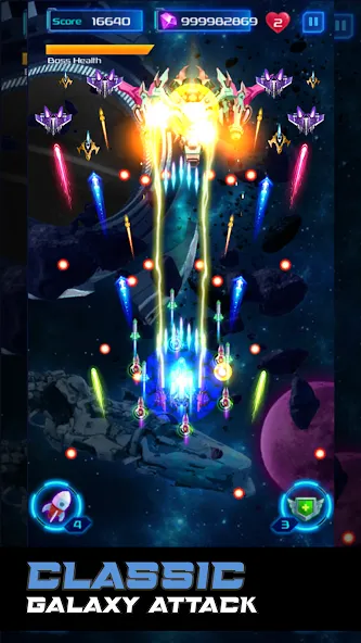 Взломанная Galaxy Attack: Space Shooter (Гэлэкси Аттак)  [МОД Меню] — последняя версия apk на Андроид screen 1