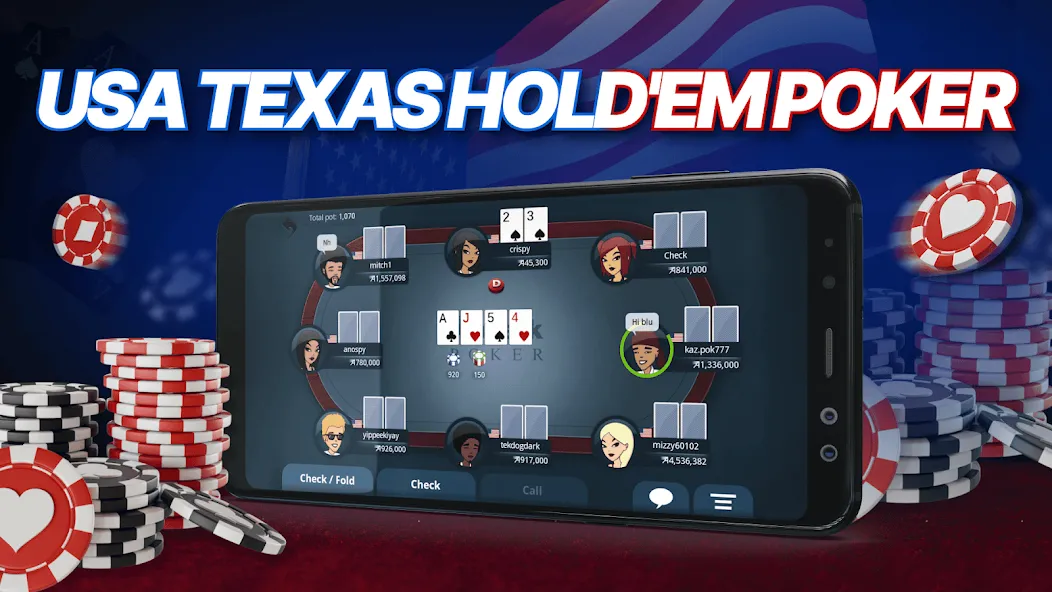 Скачать взломанную Appeak Poker – Texas Holdem (Аппик покер)  [МОД Меню] — последняя версия apk на Андроид screen 1