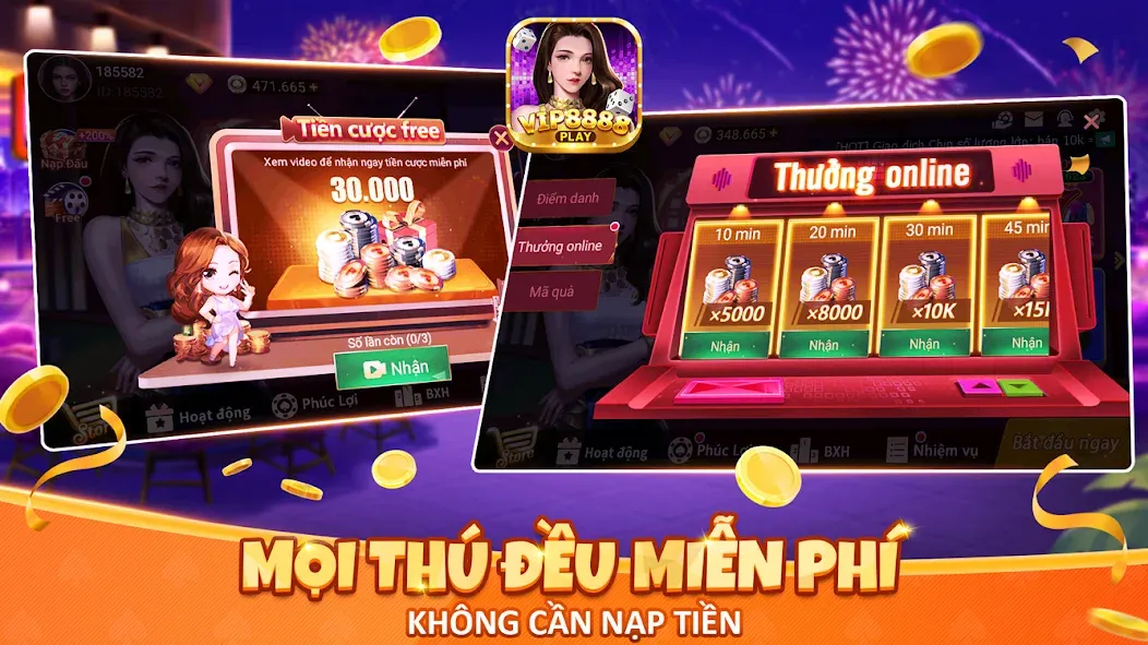 Скачать взломанную VIP8888 Play — Sòng Bạc ONLINE (ВИП8888 Плей)  [МОД Unlimited Money] — полная версия apk на Андроид screen 2