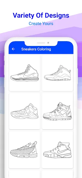 Скачать взломанную Basketball Shoes Coloring Book (Раскраска кроссовок для баскетбола)  [МОД Mega Pack] — последняя версия apk на Андроид screen 3