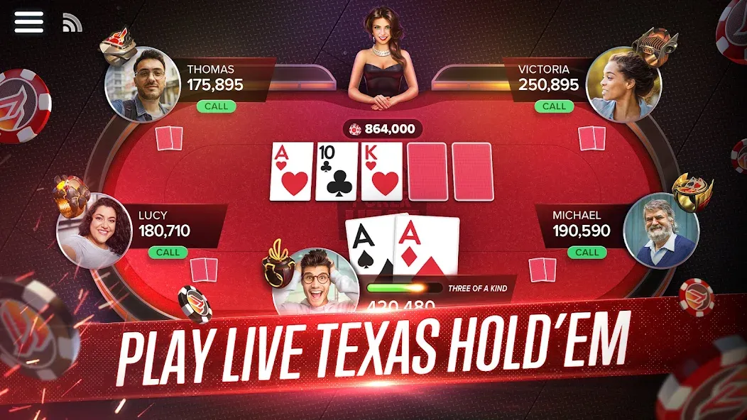 Скачать взломанную Poker Heat™ Texas Holdem Poker (Покер Хит)  [МОД Unlimited Money] — полная версия apk на Андроид screen 1