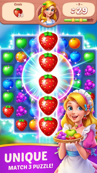 Взломанная Fruit Diary — Match 3 Games  [МОД Unlocked] — полная версия apk на Андроид screen 1