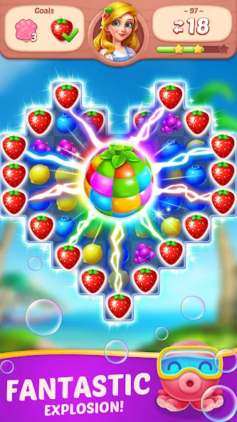 Взломанная Fruit Diary — Match 3 Games  [МОД Unlocked] — полная версия apk на Андроид screen 2