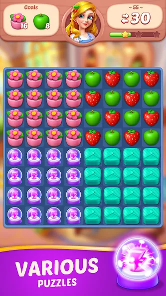 Взломанная Fruit Diary — Match 3 Games  [МОД Unlocked] — полная версия apk на Андроид screen 5