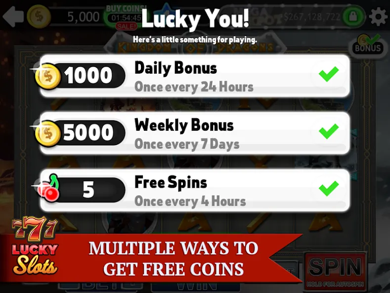 Скачать взломанную Lucky Slots (Лаки Слотс)  [МОД Menu] — полная версия apk на Андроид screen 5