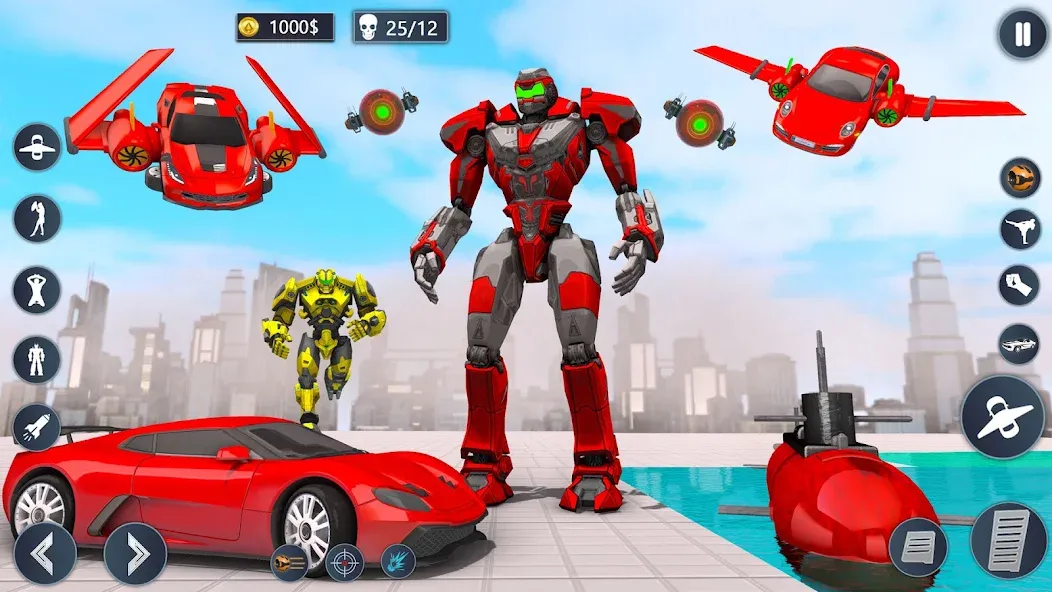 Взлом Flying Car Robot Game Car Game  [МОД Бесконечные монеты] — полная версия apk на Андроид screen 4