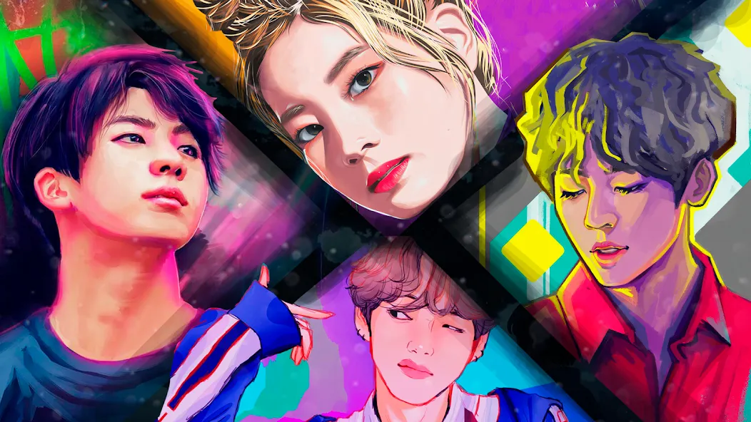 Скачать взлом Kpop Paint by Numbers BT21  [МОД Unlocked] — последняя версия apk на Андроид screen 2