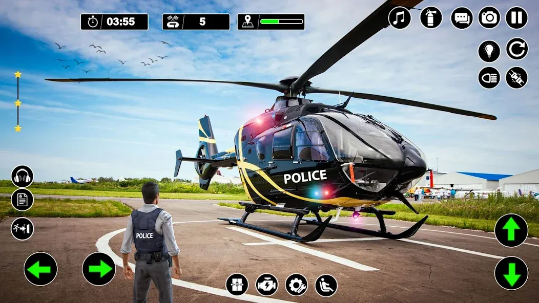 Скачать взломанную Police Helicopter Chase Game  [МОД Бесконечные монеты] — стабильная версия apk на Андроид screen 1