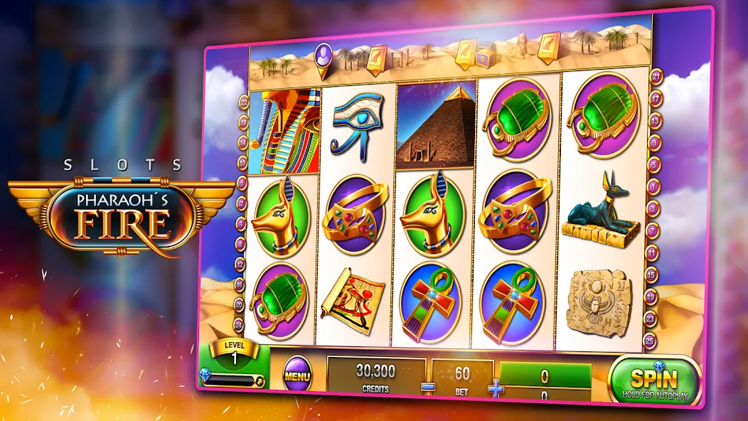 Скачать взлом Slots — Pharaoh's Fire (Слоты)  [МОД Бесконечные монеты] — полная версия apk на Андроид screen 2