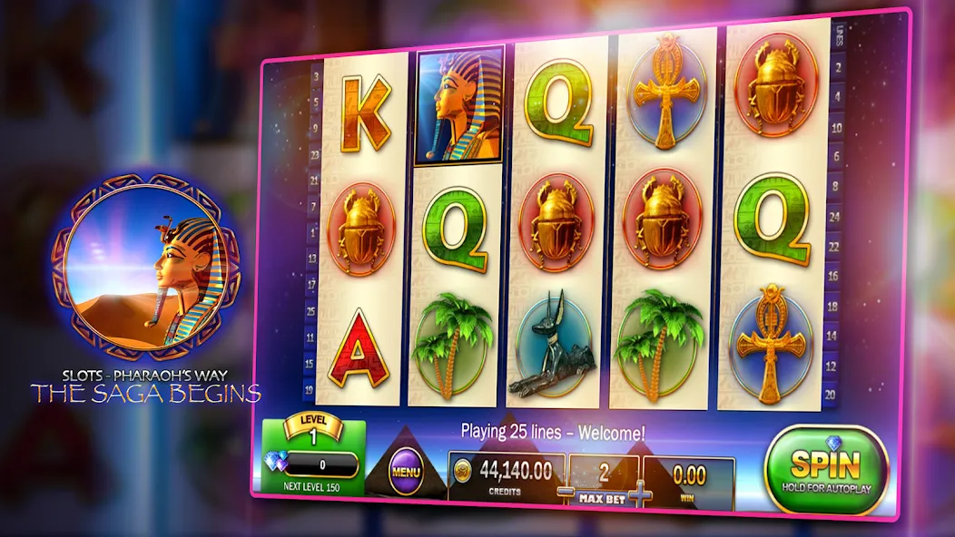 Скачать взломанную Slots — Pharaoh's Way Casino (Слоты)  [МОД Много денег] — полная версия apk на Андроид screen 3