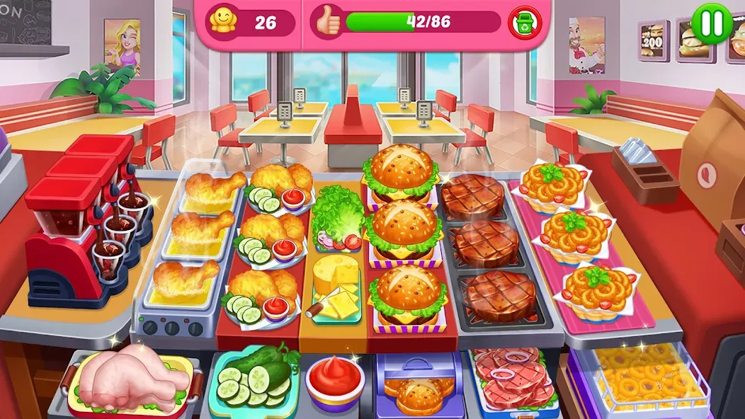 Скачать взломанную Crazy Cooking Diner: Chef Game (Крейзи кукинг дайнер)  [МОД Бесконечные деньги] — полная версия apk на Андроид screen 1