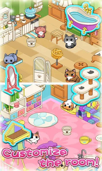 Взломанная Cat Room — Cute Cat Games (Кэт Рум)  [МОД Много монет] — последняя версия apk на Андроид screen 4