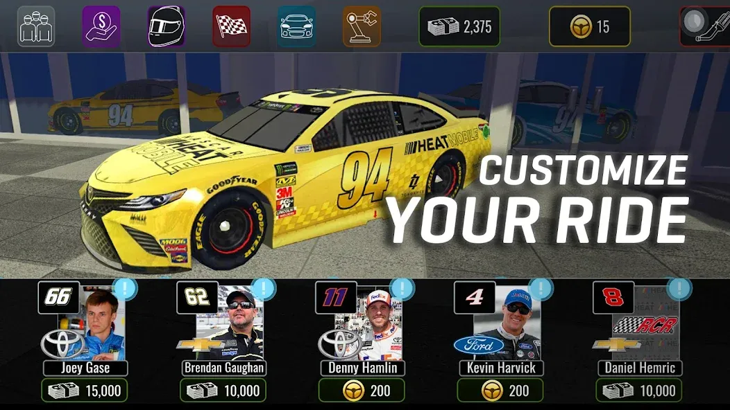 Скачать взлом NASCAR Heat Mobile (НАСКАР Хит Мобилай)  [МОД Меню] — стабильная версия apk на Андроид screen 2