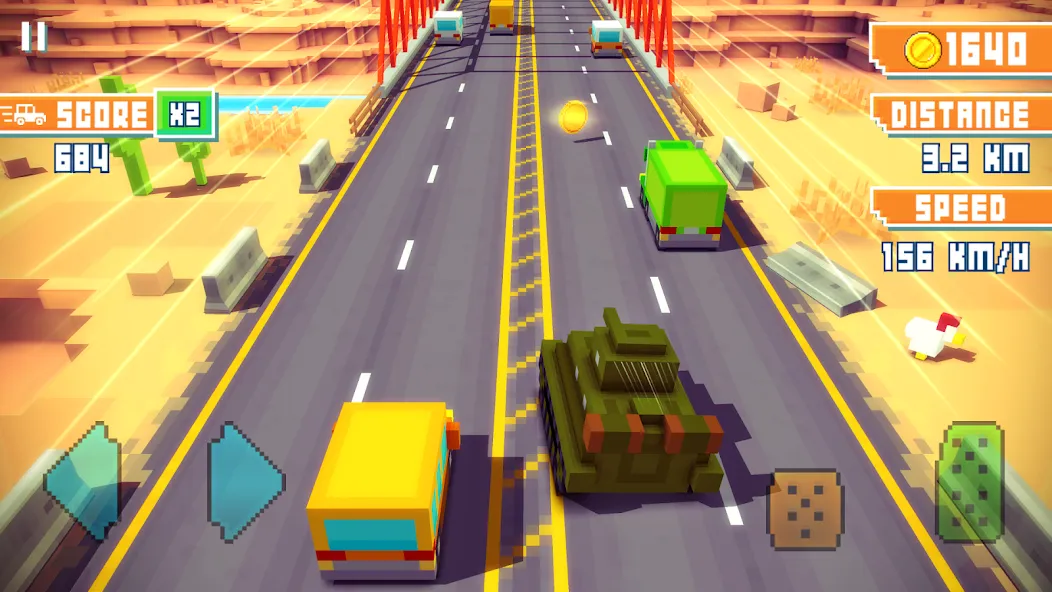 Скачать взлом Blocky Highway: Traffic Racing (Блоки Хайвей)  [МОД Много монет] — последняя версия apk на Андроид screen 1