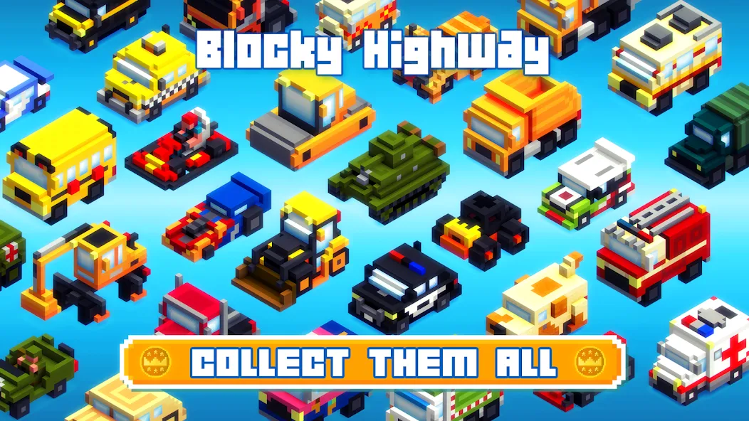 Скачать взлом Blocky Highway: Traffic Racing (Блоки Хайвей)  [МОД Много монет] — последняя версия apk на Андроид screen 3