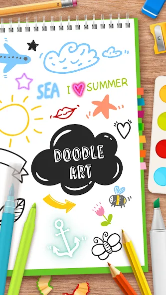 Взломанная Draw Doodle — Kids drawing  [МОД Все открыто] — полная версия apk на Андроид screen 1