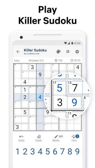 Скачать взлом Killer Sudoku by Sudoku.com (Киллер Судоку)  [МОД Unlocked] — последняя версия apk на Андроид screen 1