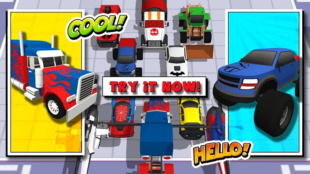 Взломанная Superhero Car Merge Battle  [МОД Бесконечные монеты] — стабильная версия apk на Андроид screen 2