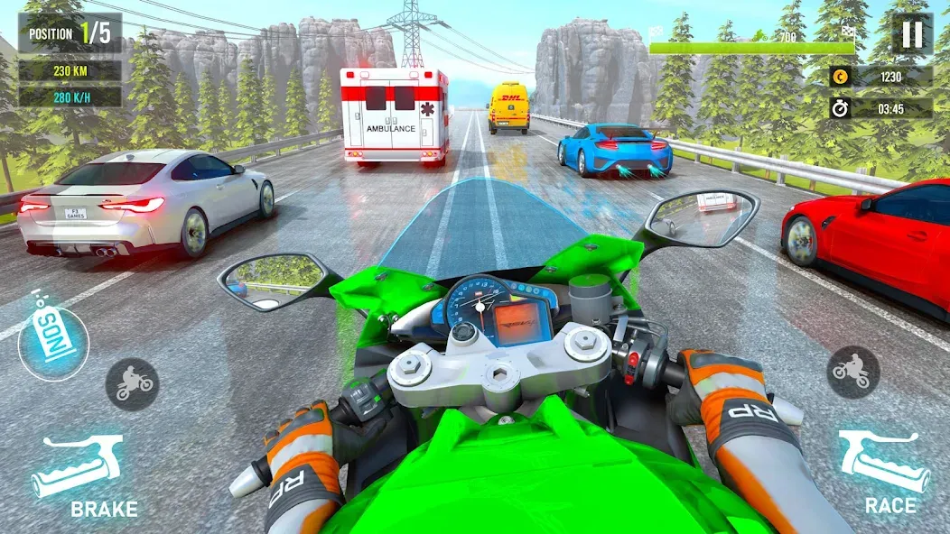 Взломанная Moto Traffic Bike Race Game 3d (Мото Трафик Байк Рейс Гейм 3д)  [МОД Меню] — стабильная версия apk на Андроид screen 1