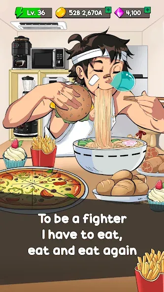 Взломанная Food Fighter Clicker Games (Фуд Файтер Кликер)  [МОД Бесконечные деньги] — стабильная версия apk на Андроид screen 1