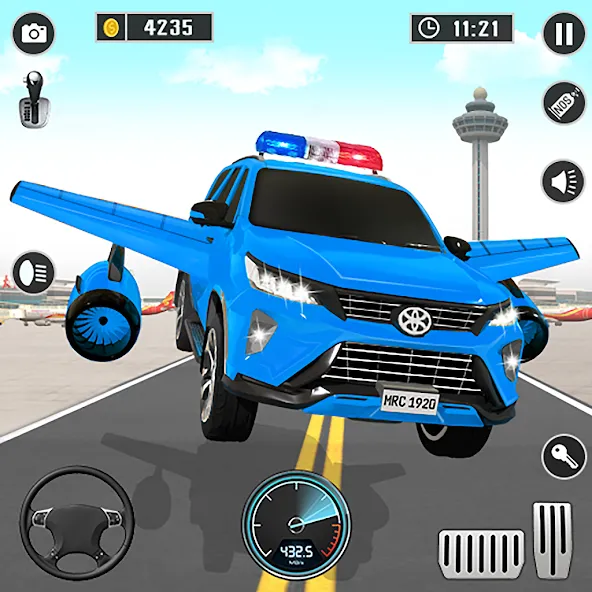 Скачать взломанную Flying Prado Car Robot Game  [МОД Unlocked] — стабильная версия apk на Андроид screen 1