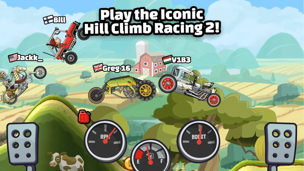 Скачать взломанную Hill Climb Racing 2 (Хилл Клаим Рейсинг 2)  [МОД Много денег] — полная версия apk на Андроид screen 1