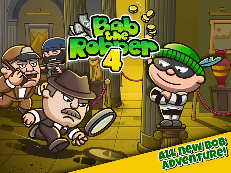 Скачать взломанную Bob The Robber 4 (Боб Грабитель 4)  [МОД Mega Pack] — последняя версия apk на Андроид screen 1