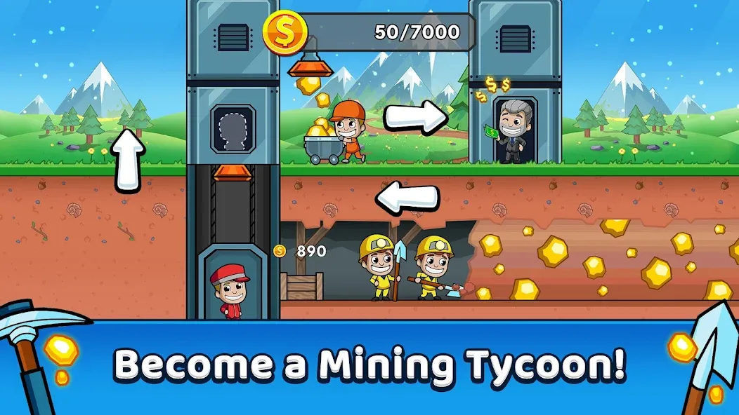 Взлом Idle Miner Tycoon: Gold Games  [МОД Меню] — последняя версия apk на Андроид screen 1