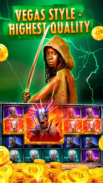 Скачать взлом The Walking Dead Casino Slots (Зе Вокинг Дед Казино Слотс)  [МОД Много денег] — полная версия apk на Андроид screen 1